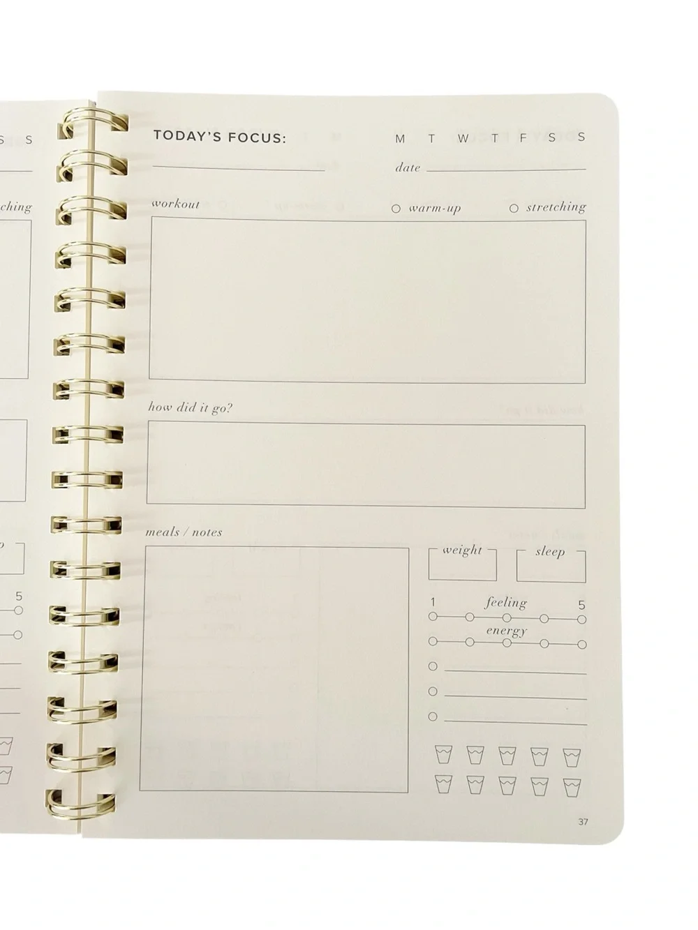 Kunitsa Co. Fitness Journal Track Workouts, Meals, and Weight Loss Brown 6x8.5”